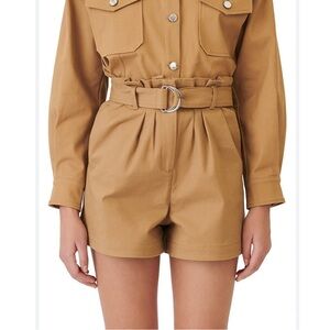 NEW Maje Ipura Belted Paperbag Shorts in Beige size 38 / medium